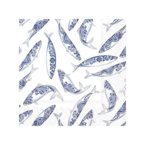 20 servilletas de papel lunch Decorative Fish White