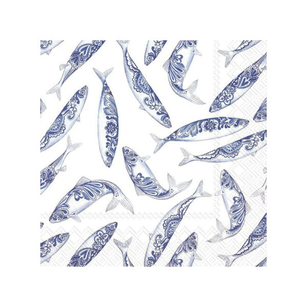 20 servilletas de papel lunch Decorative Fish White